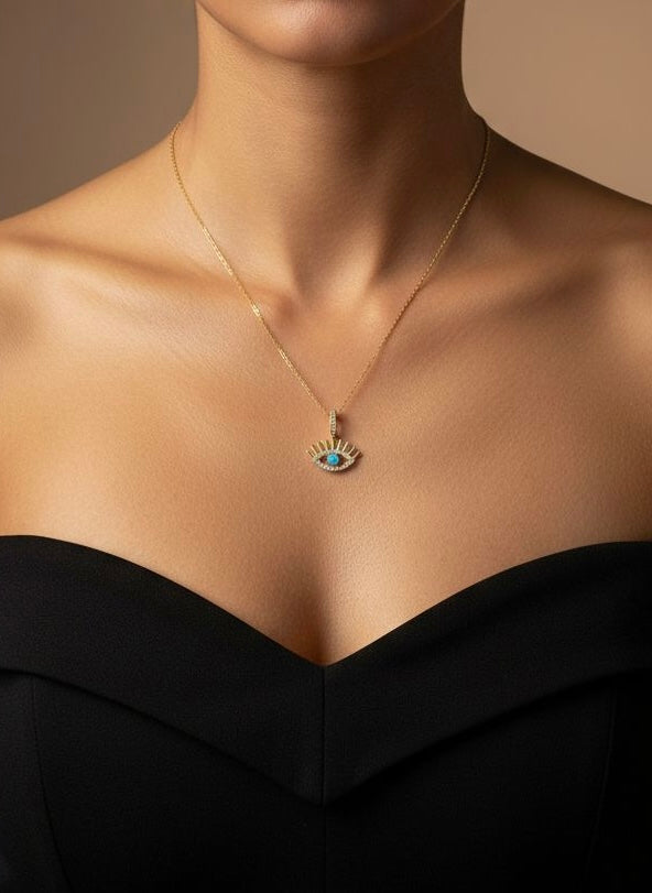 925 Azure Eye Necklace 18K Gold Plated