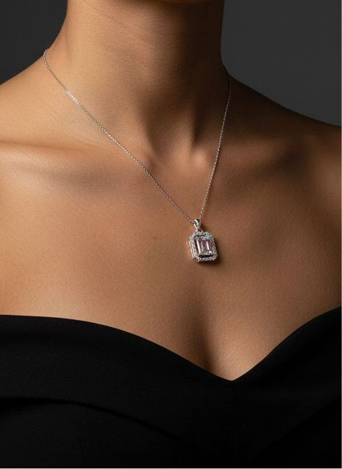 925 Rose Royale Baguette Necklace
