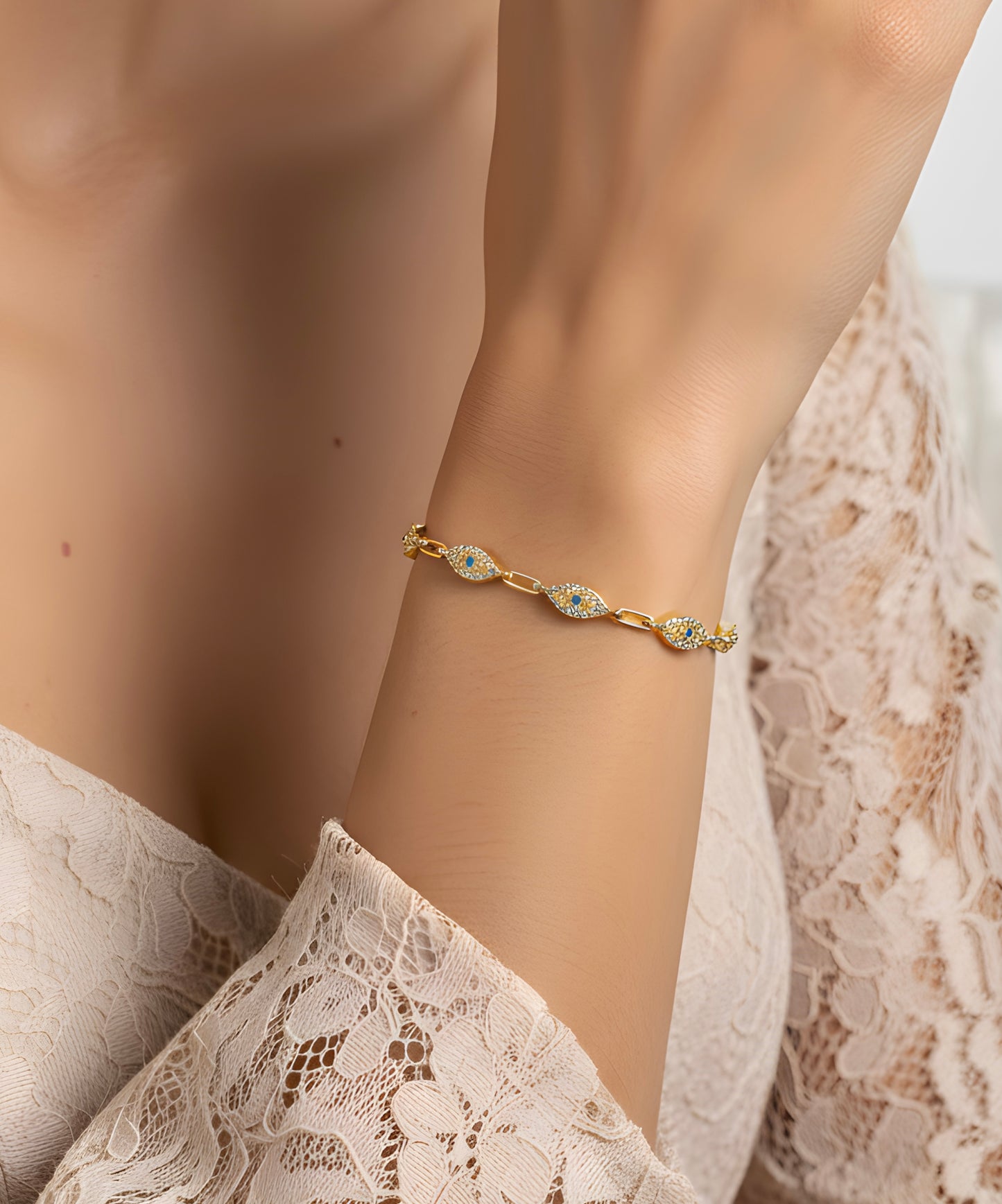 925 Silver Halo Eye Bracelet