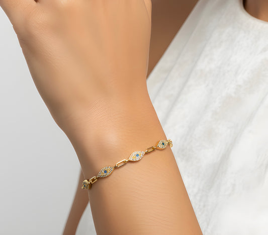 925 Silver Halo Eye Bracelet