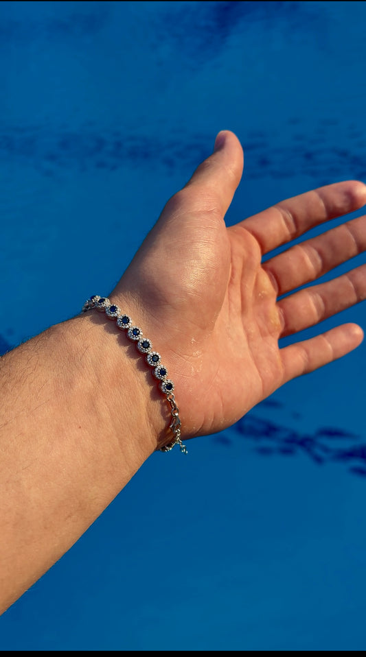 925 Silver Bleu Étoile Tennis Bracelet