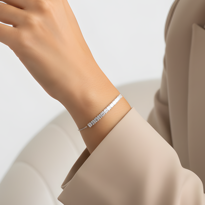 925 Silver Éclat Baguette Tennis Bracelet
