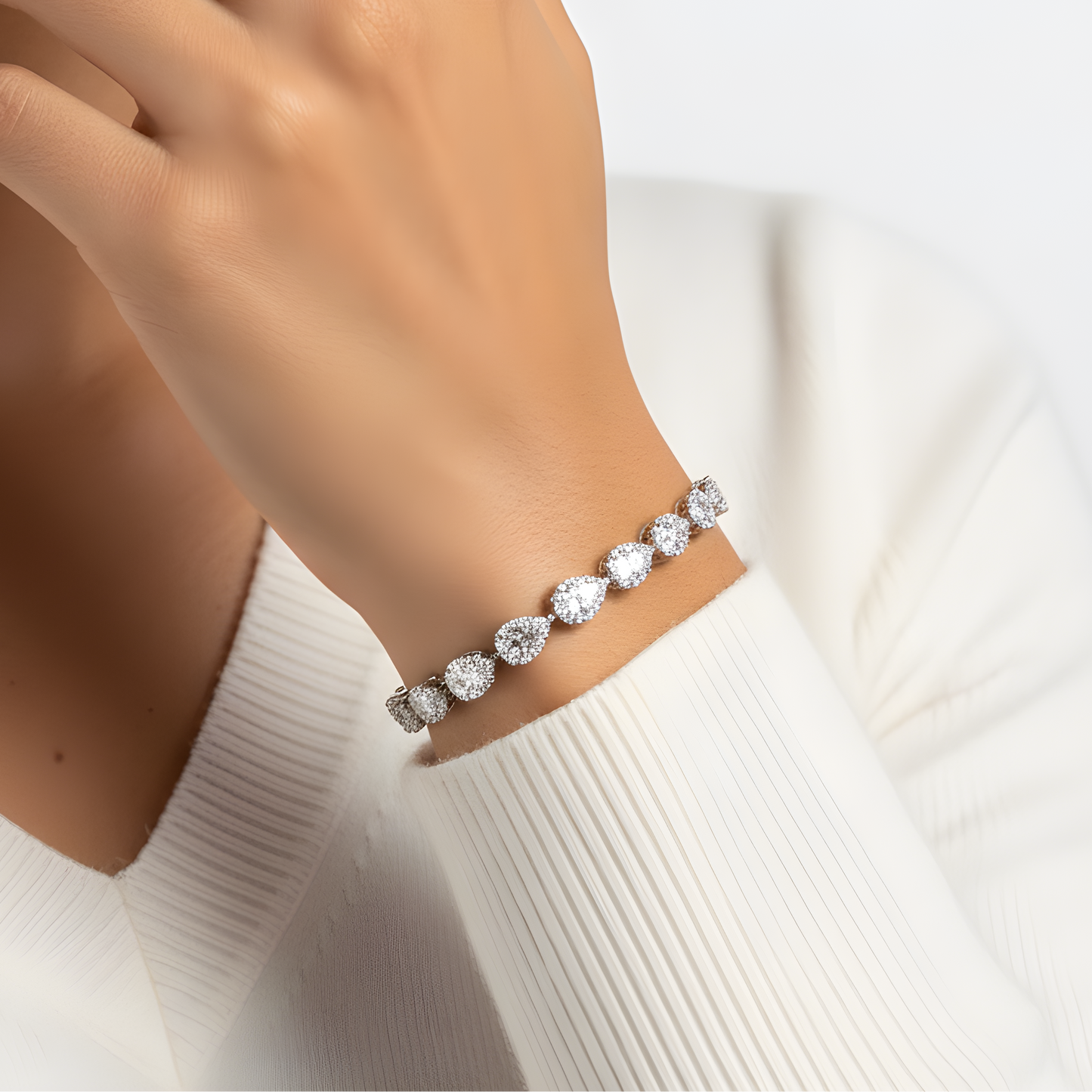 925 Silver Tear Rivière Bracelet