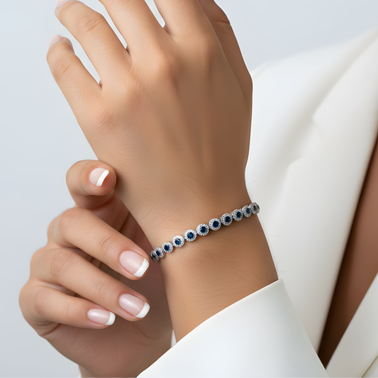 925 Silver Bleu Étoile Tennis Bracelet