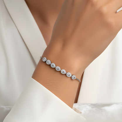 925 Silver Queen Teardrop White Tennis Bracelet