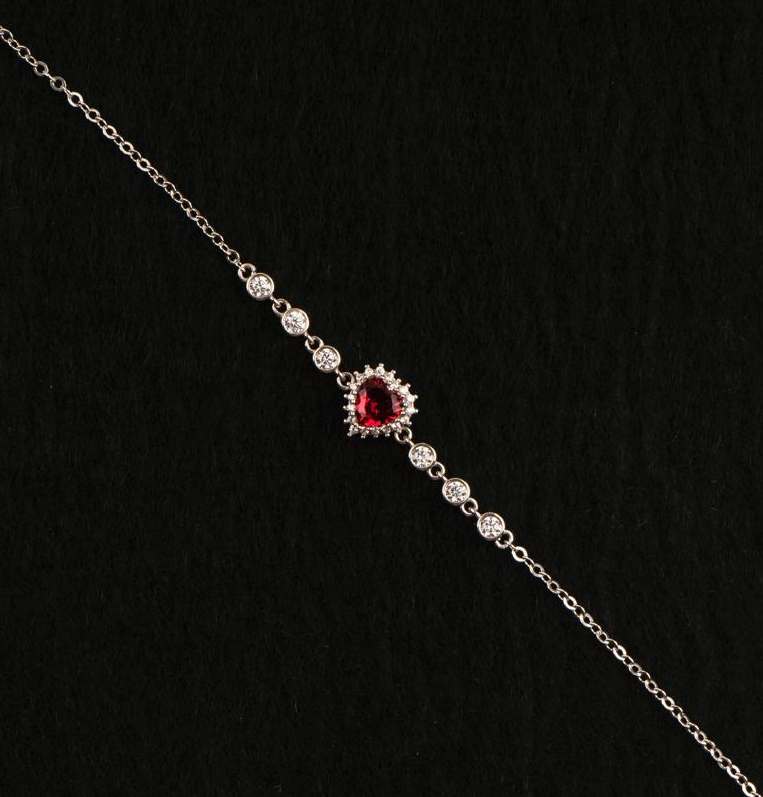 925 Silver Heart of Rubis Bracelet